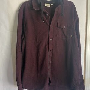 Vans Long Sleeve hooded flannel shirt. Maroon color. Size XL